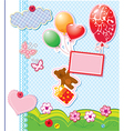 frame with balloons and bear vector image