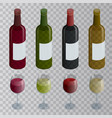 isometric set of white rose and red wine bottles vector image vector image