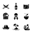 pirates icons set vector image vector image