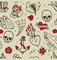 vintage tattoos seamless pattern vector image