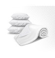 white duvet and pillows vector image vector image