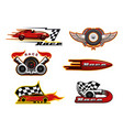 racing cars speedometer and flag motor sport vector image