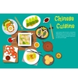 traditional chinese dinner top view flat icon vector image