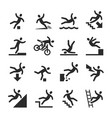 stick figure man falling beware hazard warning vector image