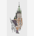 original sketch drawing of old medieval church vector image