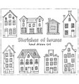 set of hand drawn buildings vector image