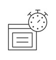 stopwatch and parcel box line icon estimate vector image vector image