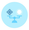 weather icon sun and snow on balance scale vector image