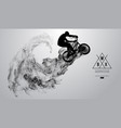 silhouette of a bmx rider jumps performs the trick vector image