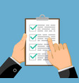 businessman shows business plan or checklist vector image