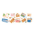 collection different envelopes with mail vector image