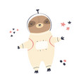 cute dreaming astronaut sloth in a spacesuit vector image