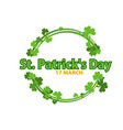 round frame with shamrock leaves over white vector image
