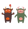 two cute monsters vector image vector image