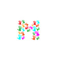 abstract letter m logo icon with unity hand mark vector image