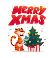 flat cartoon new year and merry vector image