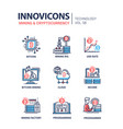 mining and cryptocurrency - line design icons set vector image