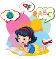 speech bubble with girl reading book vector image