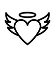 valentine heart with wings and halo icon vector image