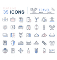 set flat line icons travel vector image