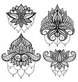 set ornamental lotus flowers vector image