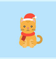 animal wearing santa hat in flat design vector image vector image
