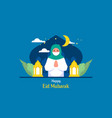 flat eid al-fitr with people use face mask vector image vector image