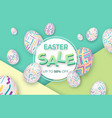 easter background with 3d ornate eggs on green vector image vector image