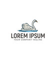 swimming swan hand drawn logo design concept vector image vector image