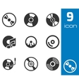 black cd disk icons set vector image vector image