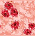 hibiscus pink camo background vector image vector image