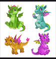 little cute cartoon baby dragons set vector image vector image