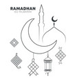 ramadan lantern moon and mosque diamond pattern vector image vector image