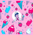 vintage pattern seamless of ice cream and sweet vector image