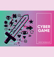 cyber sword video game emblem with glitch vector image vector image