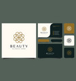 flower mono line luxury logo with business card vector image vector image