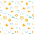 seamless pattern with hand drawn clouds and sun vector image