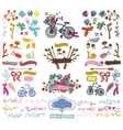 doodle floral grouphand sketch rustic colored vector image