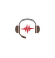 headphones microphone and heart beats icon vector image
