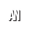 black and white an a n alphabet letter logo vector image