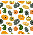 pumpkin seamless pattern pumpkins with faces vector image