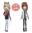 cute cartoon girls vector image