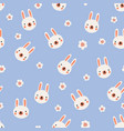 seamless pattern bunny faces cute rabbit vector image