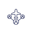 airplane and passengers flight capacity line icon vector image vector image