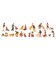 happy people playing with dogs and smiling vector image vector image