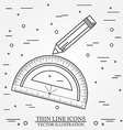 protractor and pencil icon vector image