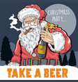 santa claus drink beer vector image vector image