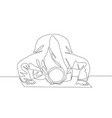 single continuous line drawing muslim person vector image