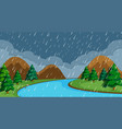 a night raining scene vector image