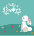 happy easter bunny floral design vector image vector image